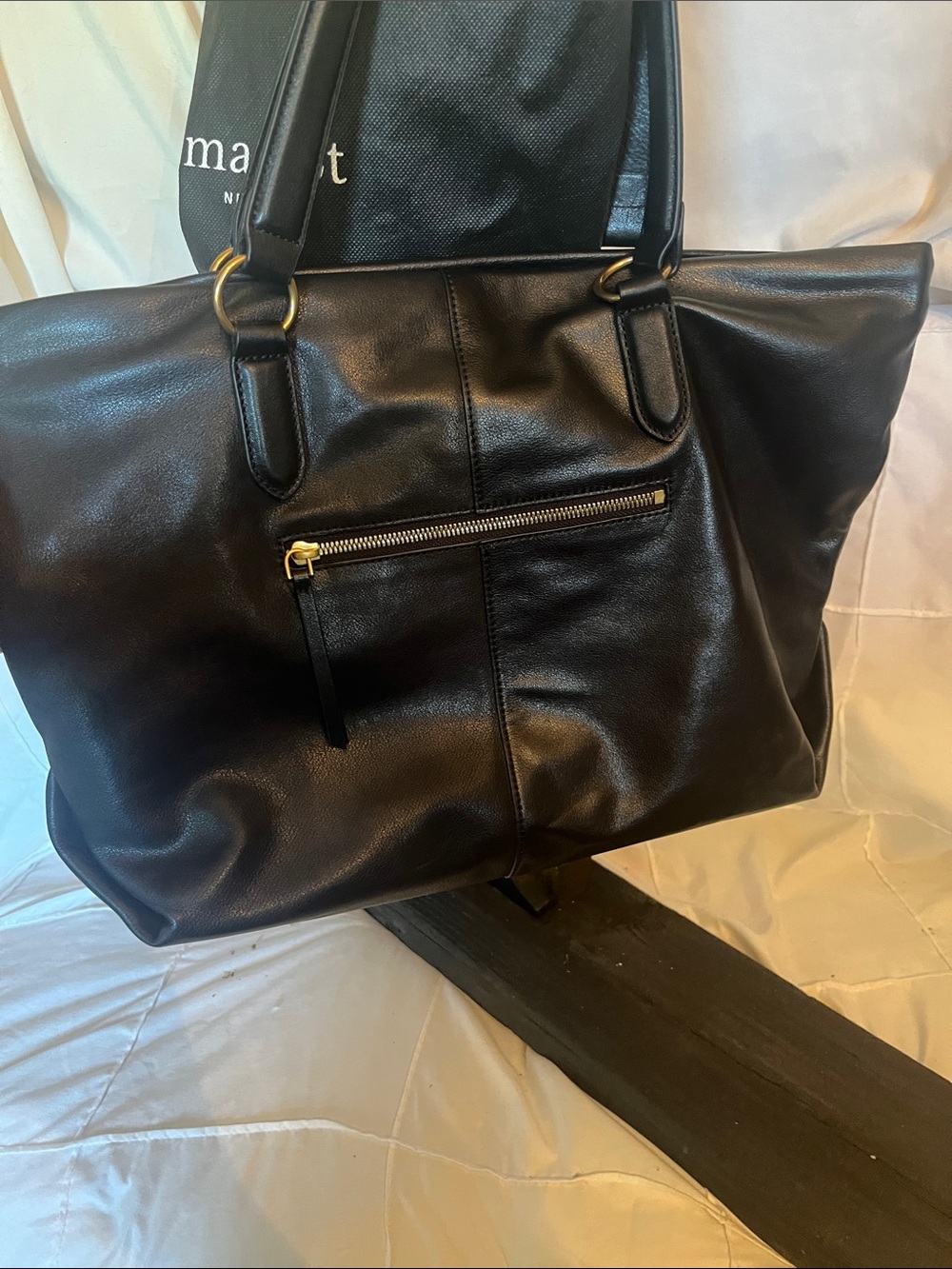 Margot Black Leather Tote - Picture 10 of 13